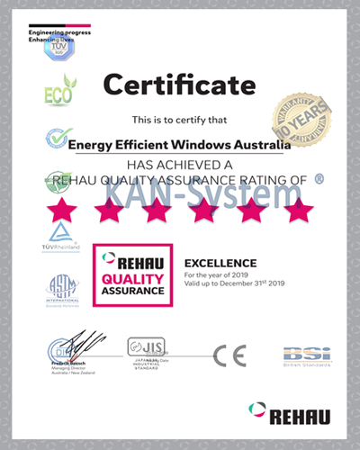 Chứng nhận chất lượng Cửa nhựa lõi thép uPVC REHAU - Germany® nhập khẩu - KAN - System®