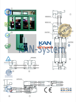 Cửa đi mở trượt nhôm kính PMI - Malaysia® nhập khẩu - KAN-System®