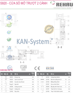 Cửa sổ mở trượt 2, 4, 6, 8 cánh, cửa nhựa lõi thép uPVC REHAU - Germany® nhập khẩu chính hãng KAN - System®