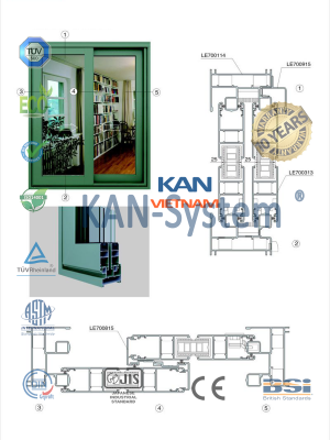 Cửa sổ mở trượt nhôm kính PMI - Malaysia® nhập khẩu - KAN-System®