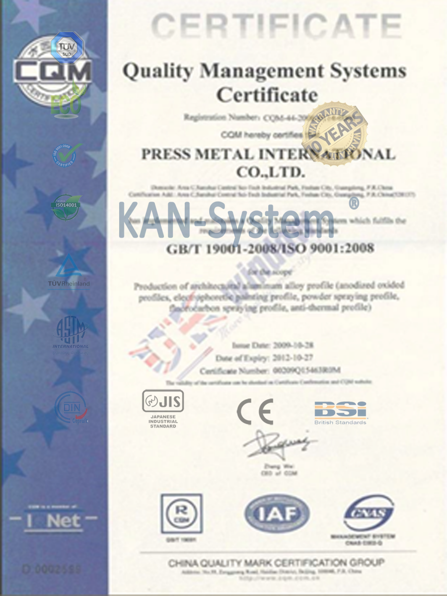  KAN-System® : Cửa nhôm kính PMI - Malaysia® nhập khẩu
